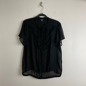 Torrid Polka Dot Ruffle Sheer Top Sz 2